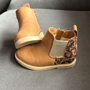 Stylish Tan and Leopard Kids Boots